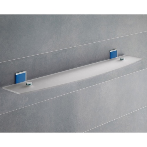 Bathroom Shelf, Gedy 7819-60-05, Blue Mounting Frosted Glass Bathroom Shelf 7819-60-05